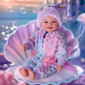 image:imageBABESIDE Mermaid Doll for Kids Realistic Newborn Baby Doll for Role PlayBlue