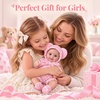 image:imageBABESIDE 12 Baby Doll Full Vinyl with Pink Bear Outfit Set amp Feeding Set