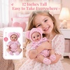 image:imageBABESIDE 12 Baby Doll Full Vinyl with Pink Bear Outfit Set amp Feeding Set