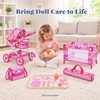 image:imageBABESIDE Baby Doll Stroller Fits Dolls up to 12 in with Crib amp Care Kit