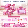 image:imageBABESIDE Baby Doll Stroller Fits Dolls up to 12 in with Crib amp Care Kit
