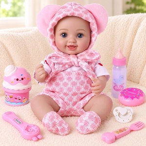 image:imageBABESIDE 12 Baby Doll Full Vinyl with Pink Bear Outfit Set amp Feeding Set
