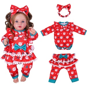 image:imageBABESIDE 3 Pcs Christmas Reborn Baby Doll Clothes Set for 1722 Inch Dolls Santa Outfit with Romper Pants amp Headband Holiday Reborn Babydoll Accessories for Girls Doll Not Included