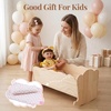 image:imageBABESIDE Wooden Baby Doll Crib for Doll Up to 22 Inch Bed with Bedding Set
