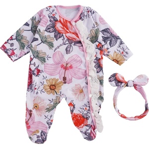 image:imageBABESIDE 2 Pcs Reborn Baby Doll Clothes with Headband for 1722 Inch Babydolls Floral Patterns Reborn Baby Doll Accessories for Realistic Dolls Girls Pink