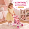 image:imageBABESIDE Baby Doll Stroller with Storage Basket 10 Pcs Doll Accessories
