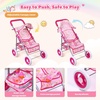 image:imageBABESIDE Baby Doll Stroller with Storage Basket 10 Pcs Doll Accessories