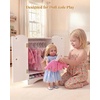 image:imageWooden Baby Dolls Closet with 10 Hangers amp Shelf 1216 Inch Doll Wardrobe for Baby Doll Clothes Storage Magnetic Closure amp Easy Assembly Baby Doll Accessories Furniture1216 Inch