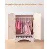 image:imageWooden Baby Dolls Closet with 10 Hangers amp Shelf 1216 Inch Doll Wardrobe for Baby Doll Clothes Storage Magnetic Closure amp Easy Assembly Baby Doll Accessories Furniture1216 Inch