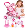 image:imageBABESIDE Baby Doll Stroller with Storage Basket 10 Pcs Doll Accessories