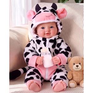image:imageBABESIDE Baby Doll 17inch Large Realistic Soft Baby Doll with Vest OutfitBlack  White Cow Print