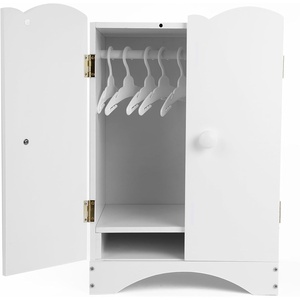 image:imageWooden Baby Dolls Closet with 10 Hangers amp Shelf 1216 Inch Doll Wardrobe for Baby Doll Clothes Storage Magnetic Closure amp Easy Assembly Baby Doll Accessories Furniture1216 Inch