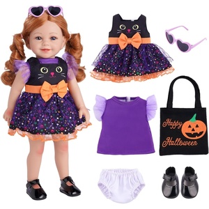 image:imageBABESIDE Reborn Baby Doll Clothes Halloween Outfit6 Pcs Costume Set with Cat Dress Pumpkin Bag Flutter Sleeve Shirt Shoes amp Doll Accessories  Fits Up to 16 Inch Dolls Gift for Girls Age 3