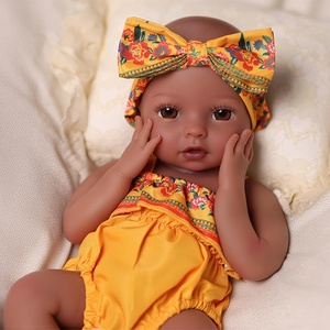 image:imageBABESIDE Silicone Baby Doll 16 Inch Black Weighted Realistic Baby Doll